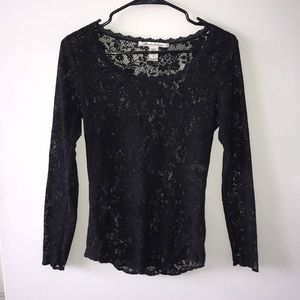 See through lace long sleeve